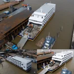 O governador Carlos Brandão mostra como está ficando novo ferryboat que vai reforçar a travessia da Baixada Maranhense